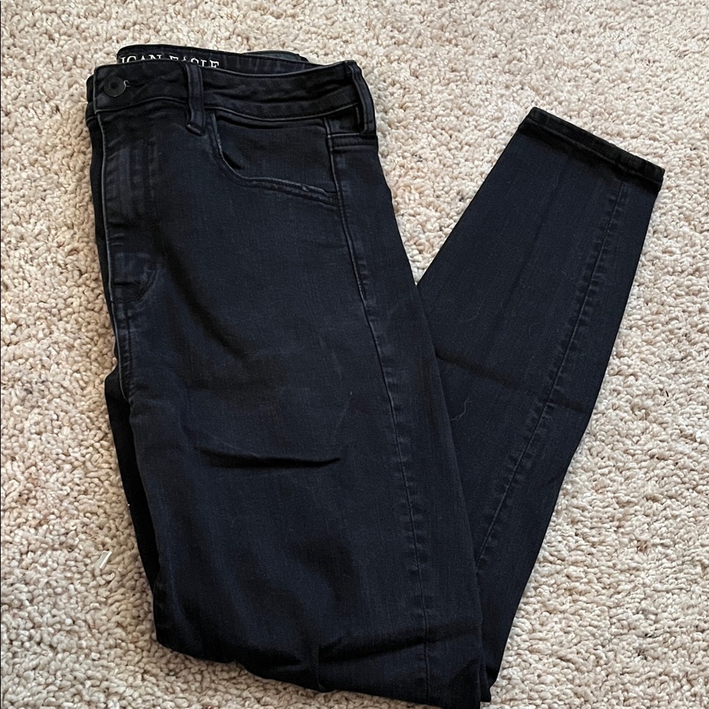 American eagle super high rise ripped jegging